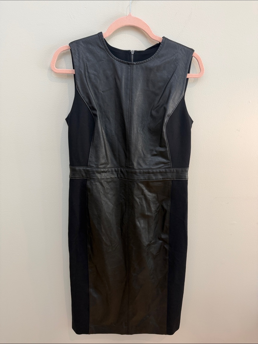 Spanx Black Faux Leather Panel Sheath Dress - Women